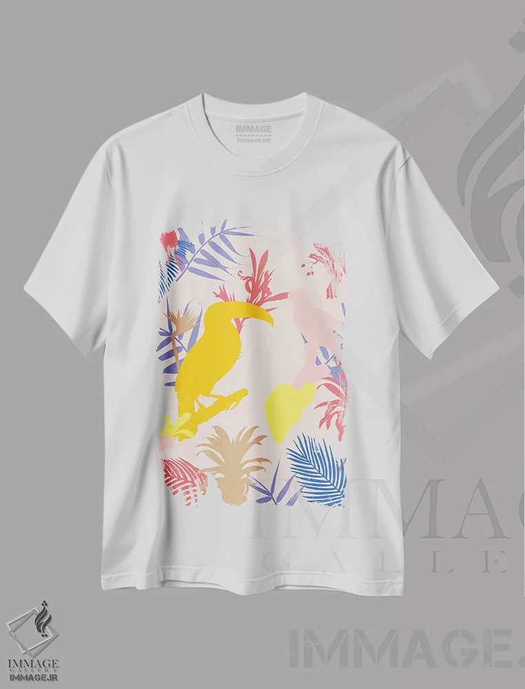 تیشرت سفید طرح دار هنر برگ، دوتایی دو، تزئینی اثر دانیلو د آلکساندریا | immage.ir
