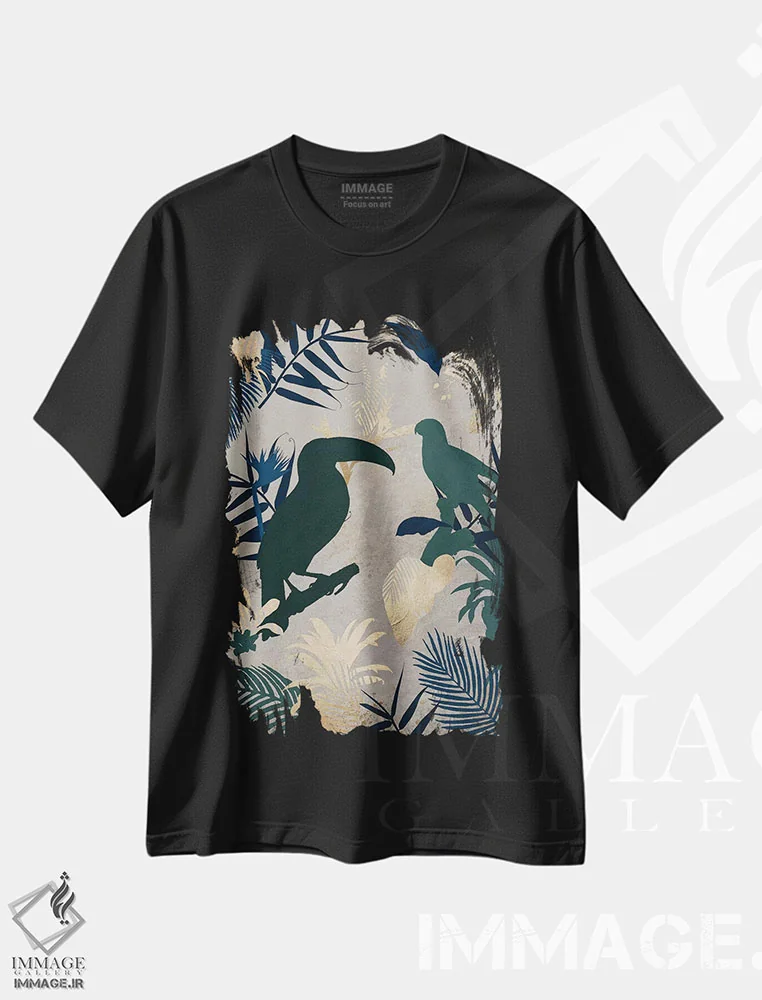 تیشرت مشکی طرح دار هنر برگ سه، تزئینی اثر دانیلو د آلکساندریا | فروشگاه ایماژ