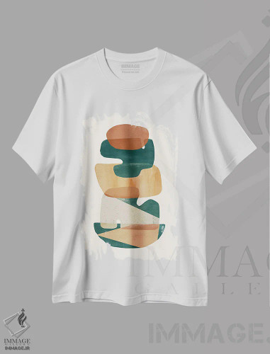 تیشرت سفید طرح دار سنگ ها به شیوهٔ انتزاعی شش، آبستره اثر دانیلو د آلکساندریا | فروشگاه ایماژ