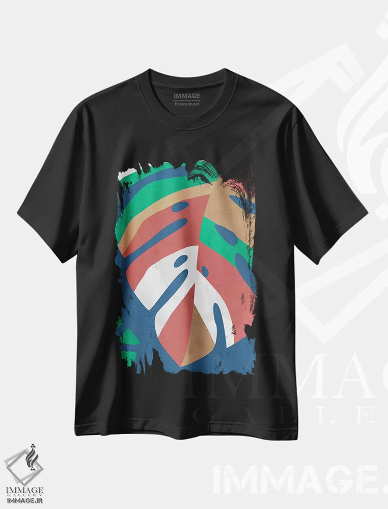 تیشرت مشکی طرح دار هنر برگ نوزده، تزئینی اثر دانیلو د آلکساندریا | فروشگاه ایماژ