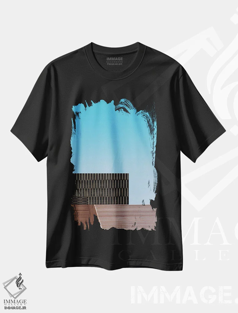 تیشرت مشکی طرح دار مینیمالیسم دو، عکاسی ترکیبی اثر دانیلو د آلکساندریا | فروشگاه ایماژ