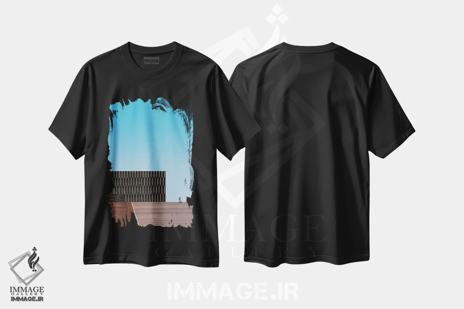تیشرت مشکی طرح دار مینیمالیسم دو، عکاسی ترکیبی اثر دانیلو د آلکساندریا | فروشگاه ایماژ