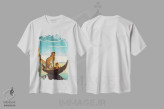 تیشرت سفید طرح دار سوررئالیسم؛ یوزپلنگ در قایق، هنر دیجیتال اثر دانیلو د آلکساندریا | immage.ir