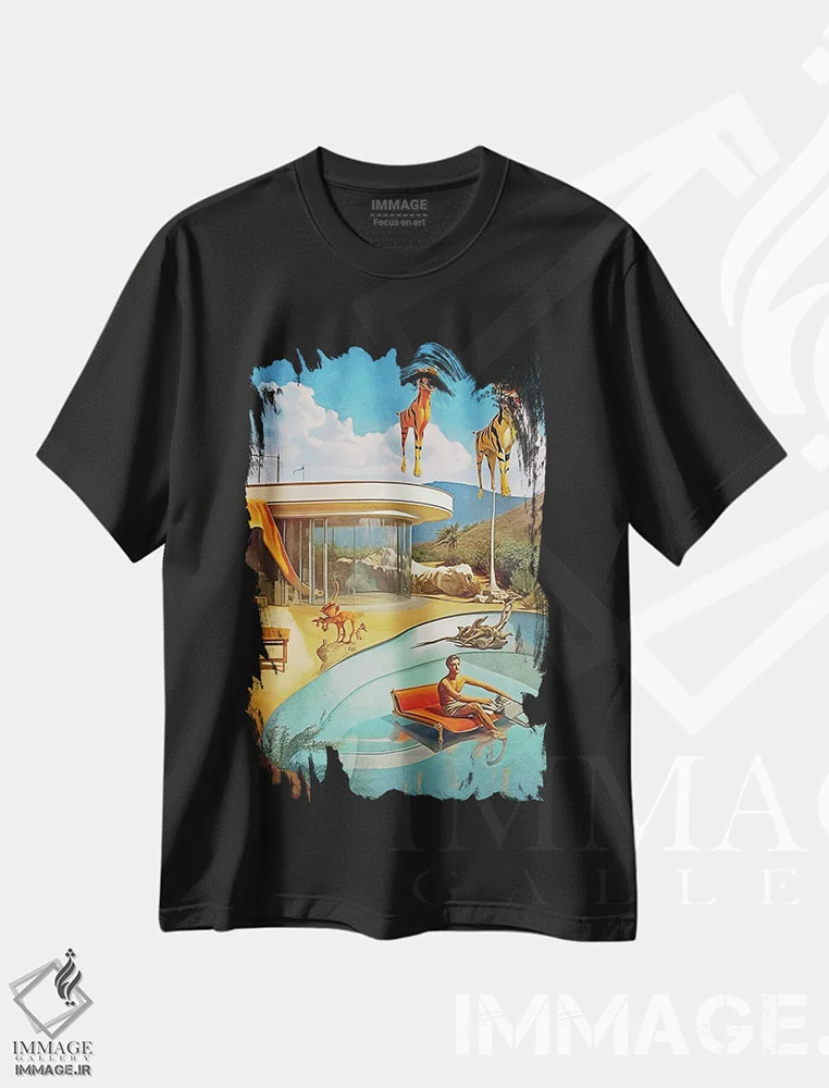 تیشرت مشکی طرح دار سوررئالیسم؛ ببرها دو، هنر دیجیتال اثر دانیلو د آلکساندریا | فروشگاه ایماژ