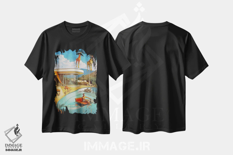 تیشرت مشکی طرح دار سوررئالیسم؛ ببرها دو، هنر دیجیتال اثر دانیلو د آلکساندریا | فروشگاه ایماژ