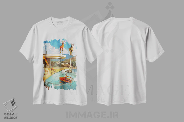 تیشرت سفید طرح دار سوررئالیسم؛ ببرها دو، هنر دیجیتال اثر دانیلو د آلکساندریا | immage.ir