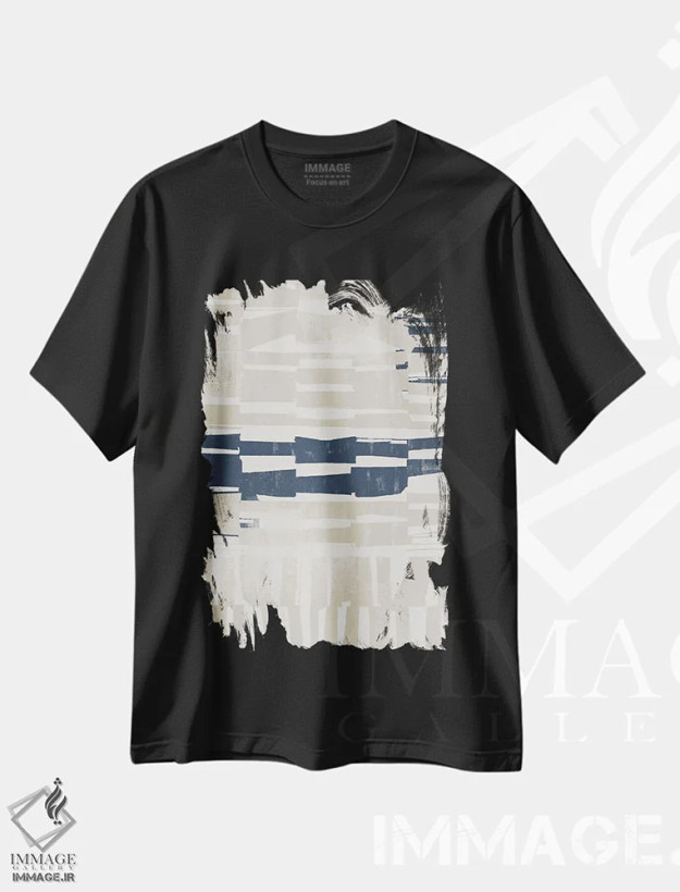 تیشرت مشکی طرح دار انتزاعی آبی یک اثر دانیلو د آلکساندریا | فروشگاه ایماژ