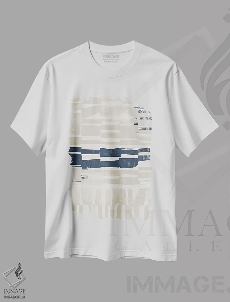 تیشرت سفید طرح دار انتزاعی آبی یک اثر دانیلو د آلکساندریا | immage.ir