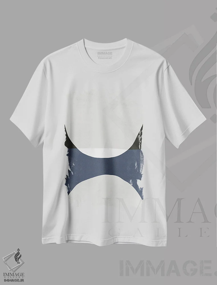 تیشرت سفید طرح دار انتزاعی آبی سه اثر دانیلو د آلکساندریا | immage.ir
