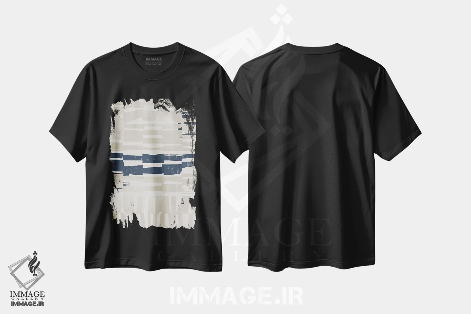 تیشرت مشکی طرح دار انتزاعی آبی یک اثر دانیلو د آلکساندریا | فروشگاه ایماژ