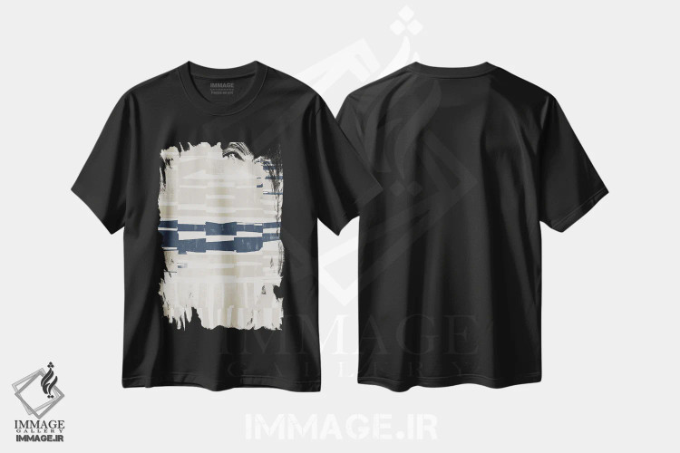 تیشرت مشکی طرح دار انتزاعی آبی یک اثر دانیلو د آلکساندریا | فروشگاه ایماژ