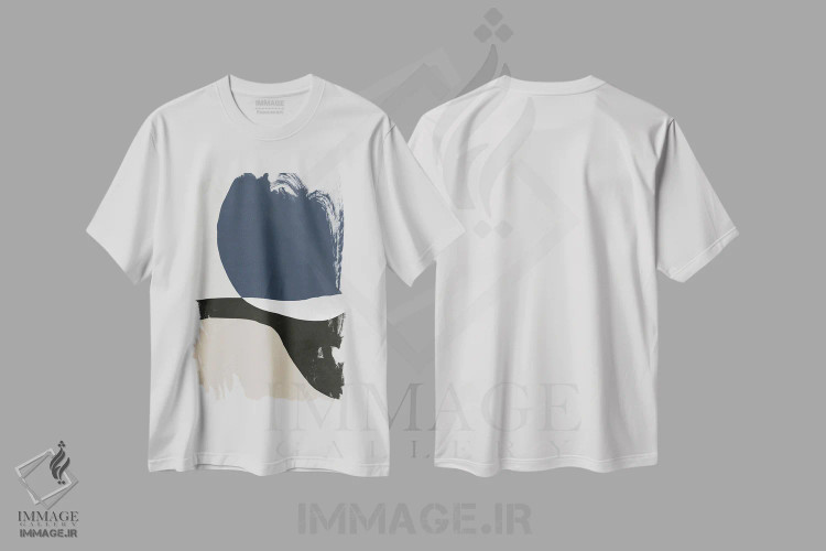 تیشرت سفید طرح دار انتزاعی آبی چهار اثر دانیلو د آلکساندریا | فروشگاه ایماژ