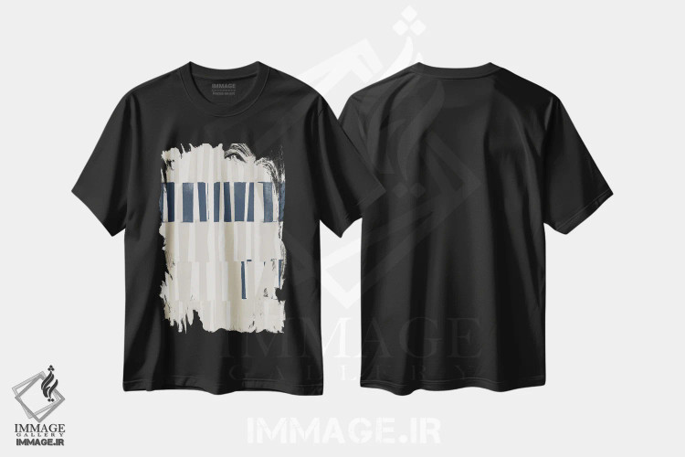 تیشرت مشکی طرح دار انتزاعی آبی دو اثر دانیلو د آلکساندریا | immage.ir