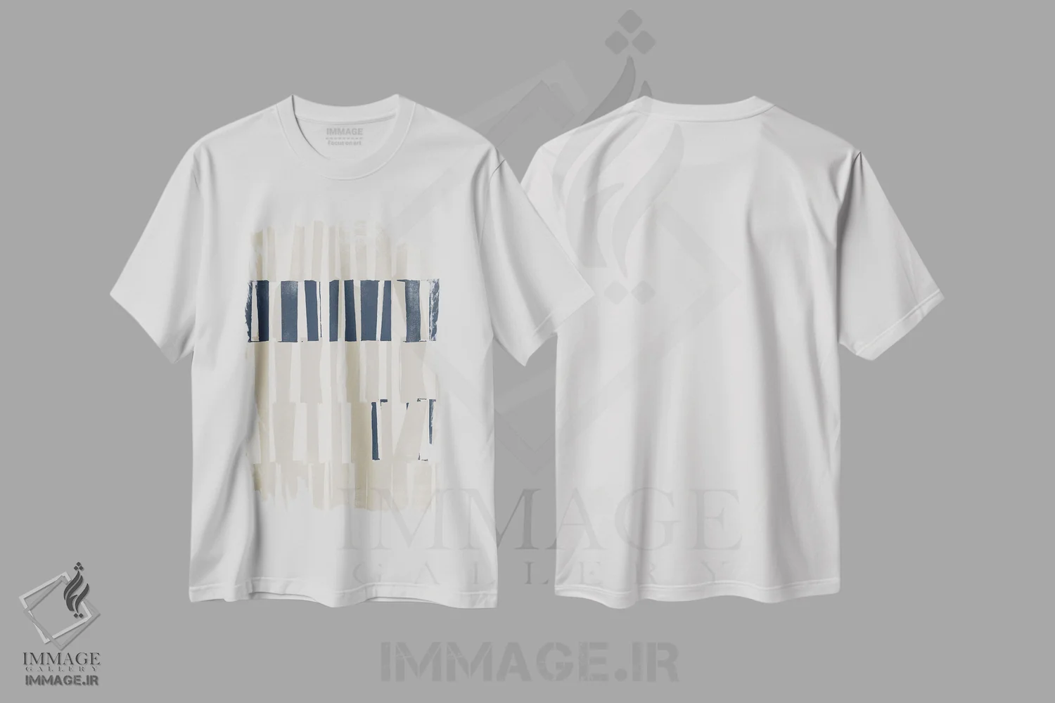 تیشرت سفید طرح دار انتزاعی آبی دو اثر دانیلو د آلکساندریا | فروشگاه ایماژ