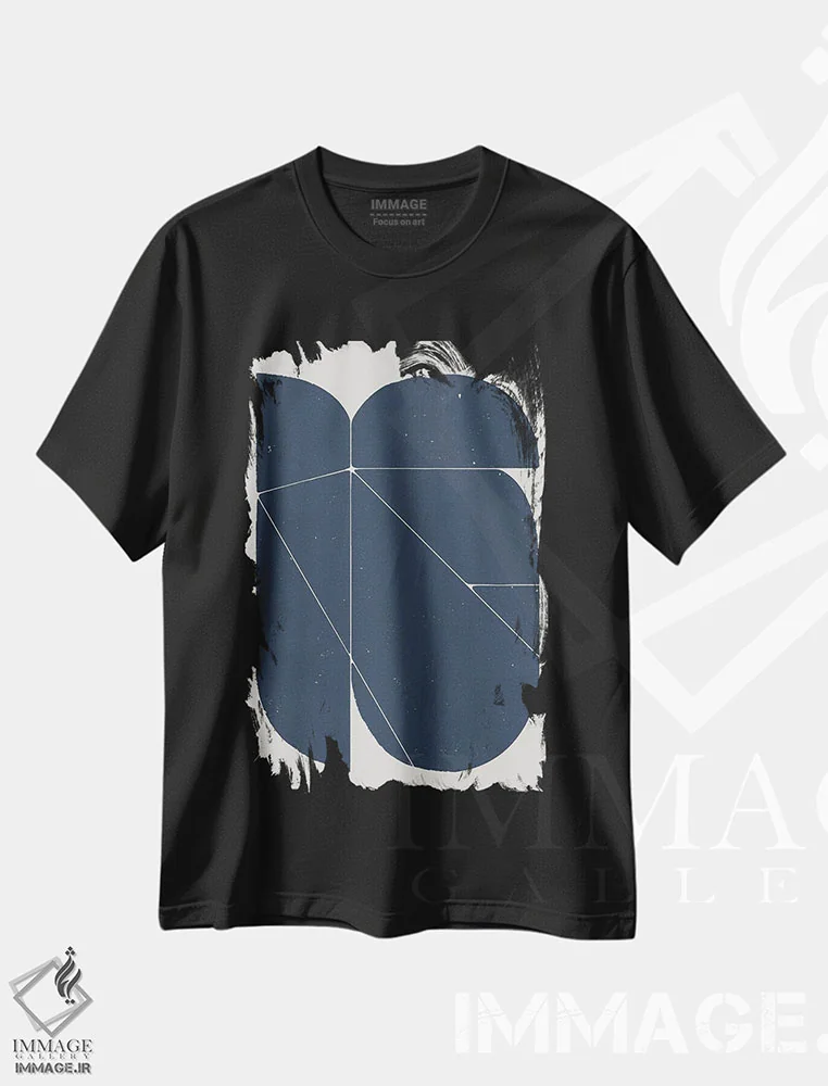 تیشرت مشکی طرح دار انتزاعی آبی یازده اثر دانیلو د آلکساندریا | فروشگاه ایماژ