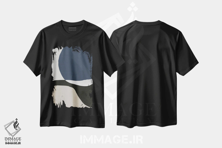 تیشرت مشکی طرح دار انتزاعی آبی چهار اثر دانیلو د آلکساندریا | immage.ir