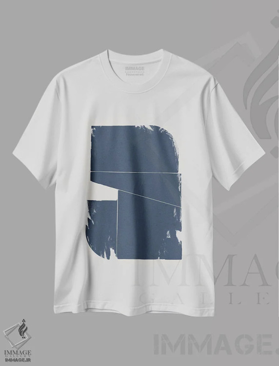 تیشرت سفید طرح دار انتزاعی آبی دوازده اثر دانیلو د آلکساندریا | فروشگاه ایماژ