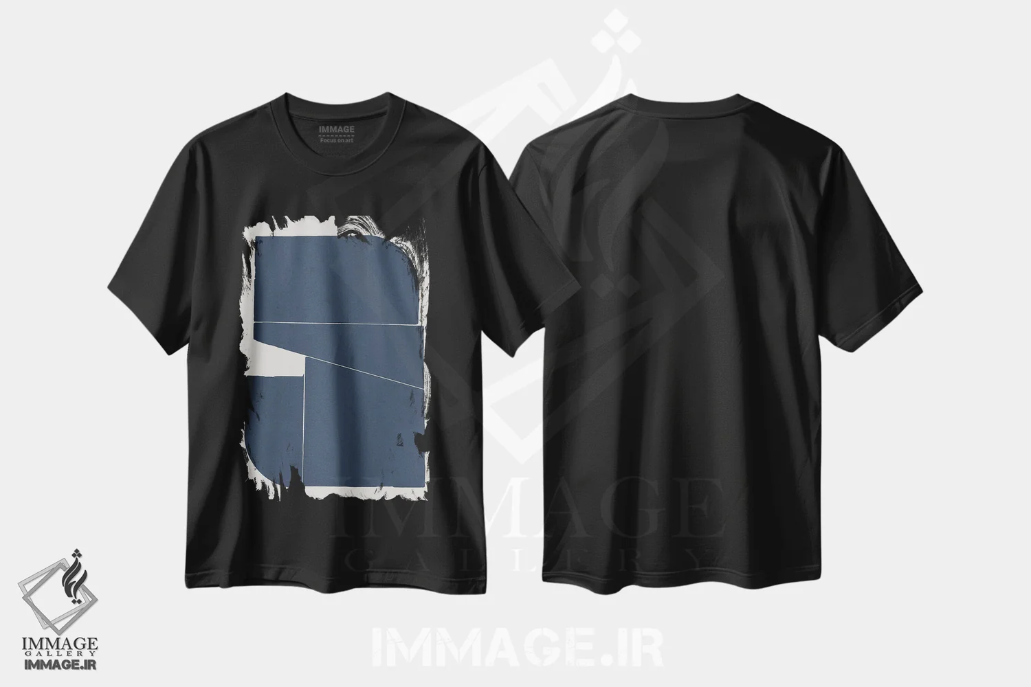 تیشرت مشکی طرح دار انتزاعی آبی دوازده اثر دانیلو د آلکساندریا | immage.ir