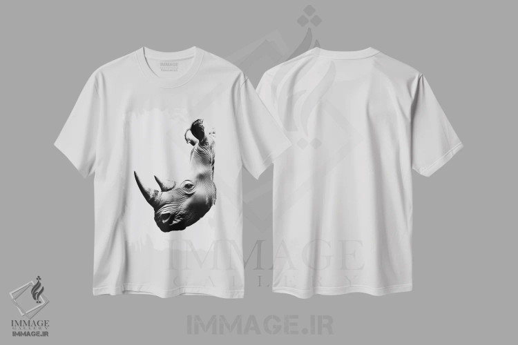 تیشرت سفید طرح دار کرگدن به سبک مینیمالیستی، عکاسی سیاه و سفید اثر دانیلو د آلکساندریا | immage.ir