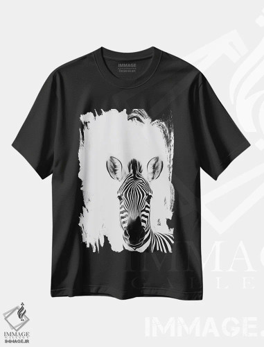 تیشرت مشکی طرح دار گورخر به سبک مینیمالیستی، عکاسی سیاه و سفید اثر دانیلو د آلکساندریا | فروشگاه ایماژ