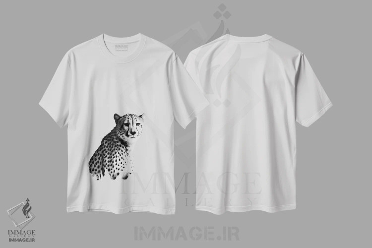 تیشرت سفید طرح دار یوزپلنگ به سبک مینیمالیستی، عکاسی سیاه و سفید اثر دانیلو د آلکساندریا | فروشگاه ایماژ