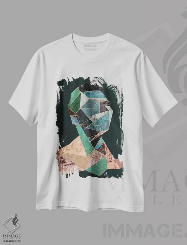 تیشرت سفید طرح دار دو تابلوی مرد به سبک کوبیسم دو، تزئینی اثر دانیلو د آلکساندریا | فروشگاه ایماژ