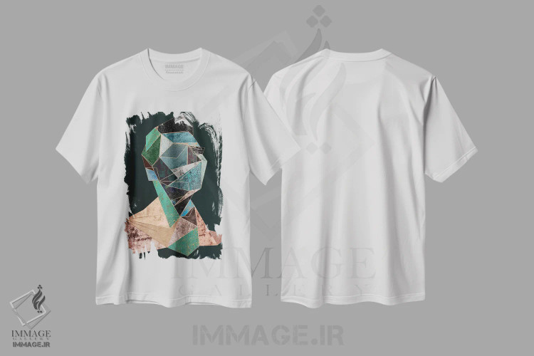 تیشرت سفید طرح دار دو تابلوی مرد به سبک کوبیسم دو، تزئینی اثر دانیلو د آلکساندریا | فروشگاه ایماژ