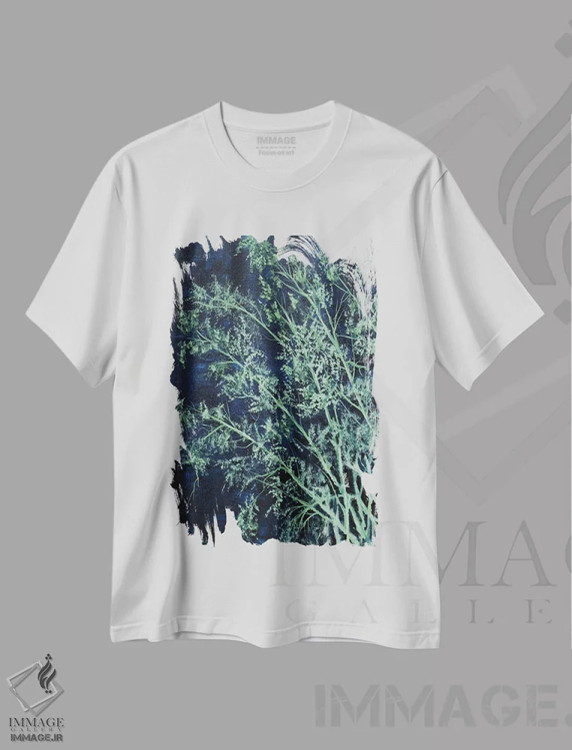 تیشرت سفید طرح دار علف دریایی آکواریومی، تزئینی اثر درک مک کری | immage.ir