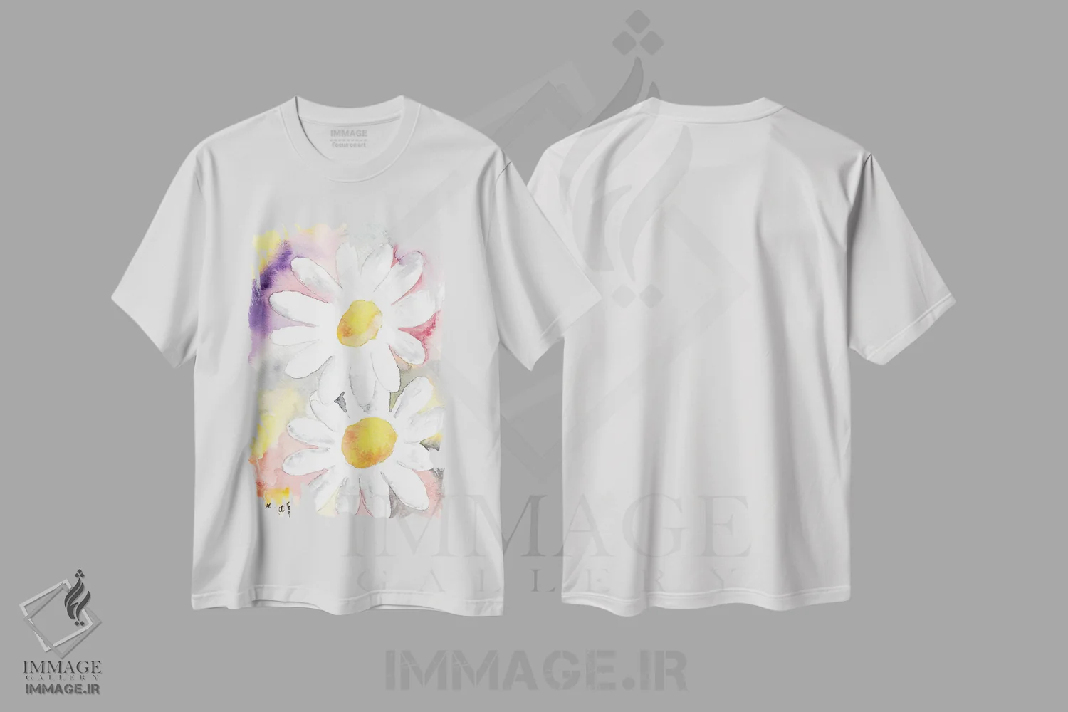 تیشرت سفید طرح دار گل های مروارید، تزئینی اثر درک مک کری | فروشگاه ایماژ