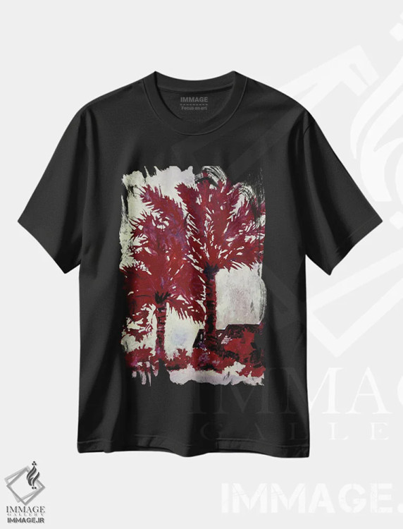 تیشرت مشکی طرح دار درختان نخل، دکور معاصر اثر درک مک کری | immage.ir