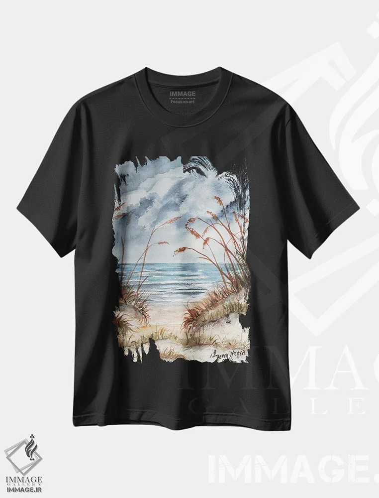 تیشرت مشکی طرح دار تپه های شنی، دکور معاصر اثر درک مک کری | immage.ir
