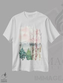 تیشرت سفید طرح دار درختان غان، چشم انداز زمستانی، دکور معاصر اثر درک مک کری | immage.ir