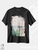 تیشرت مشکی طرح دار درختان غان، چشم انداز زمستانی، دکور معاصر اثر درک مک کری | فروشگاه ایماژ