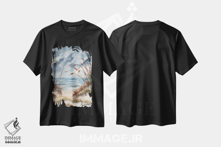 تیشرت مشکی طرح دار تپه های شنی، دکور معاصر اثر درک مک کری | immage.ir