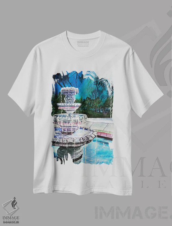 تیشرت سفید طرح دار آبنمای II، دکور معاصر اثر درک مک کری | immage.ir