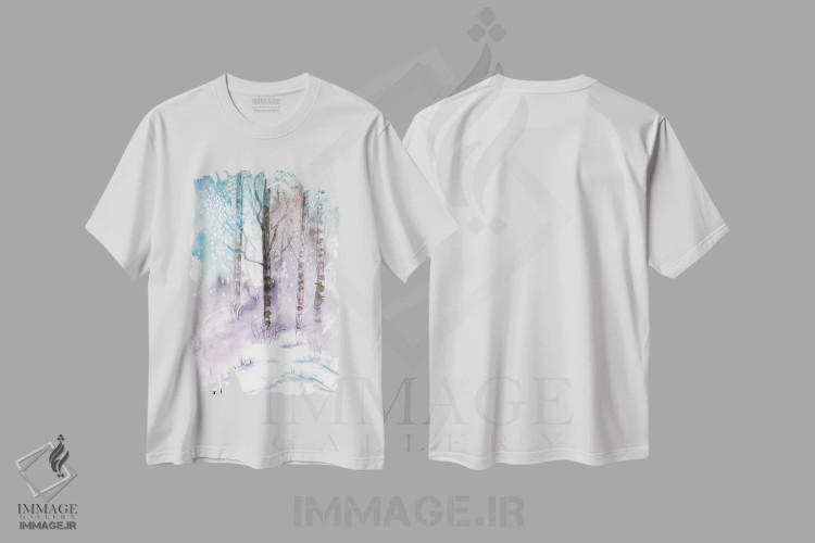 تیشرت سفید طرح دار چشم انداز زمستانی، دکور معاصر اثر درک مک کری | immage.ir
