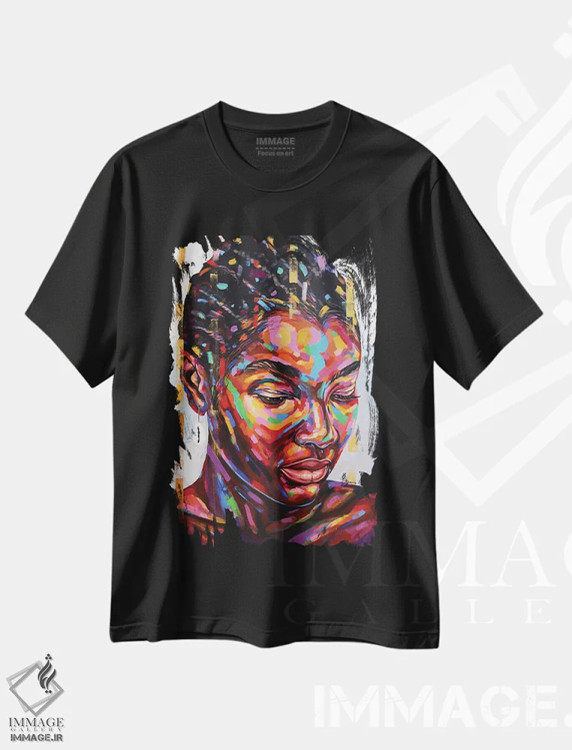تیشرت مشکی طرح دار حالت ذهنی VII، هنر آمریکایی آفریقایی تبار اثر دامولا آیگبایو | فروشگاه ایماژ