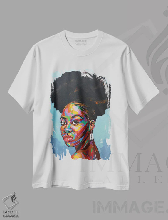 تیشرت سفید طرح دار هدف وجود X، هنر آمریکایی آفریقایی تبار اثر دامولا آیگبایو | فروشگاه ایماژ