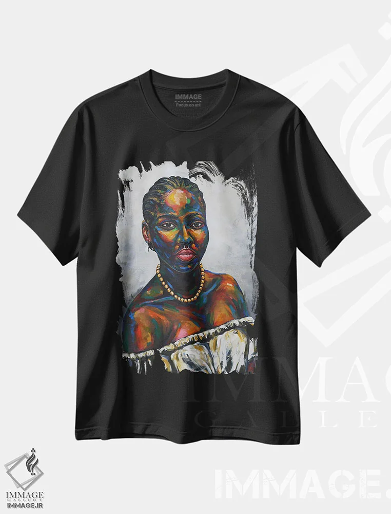 تیشرت مشکی طرح دار حالت ذهنی IX، هنر آمریکایی آفریقایی تبار اثر دامولا آیگبایو | فروشگاه ایماژ