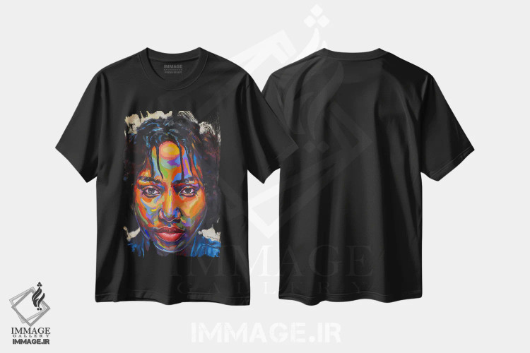 تیشرت مشکی طرح دار حالت ذهنی XI، دکور معاصر اثر دامولا آیگبایو | فروشگاه ایماژ