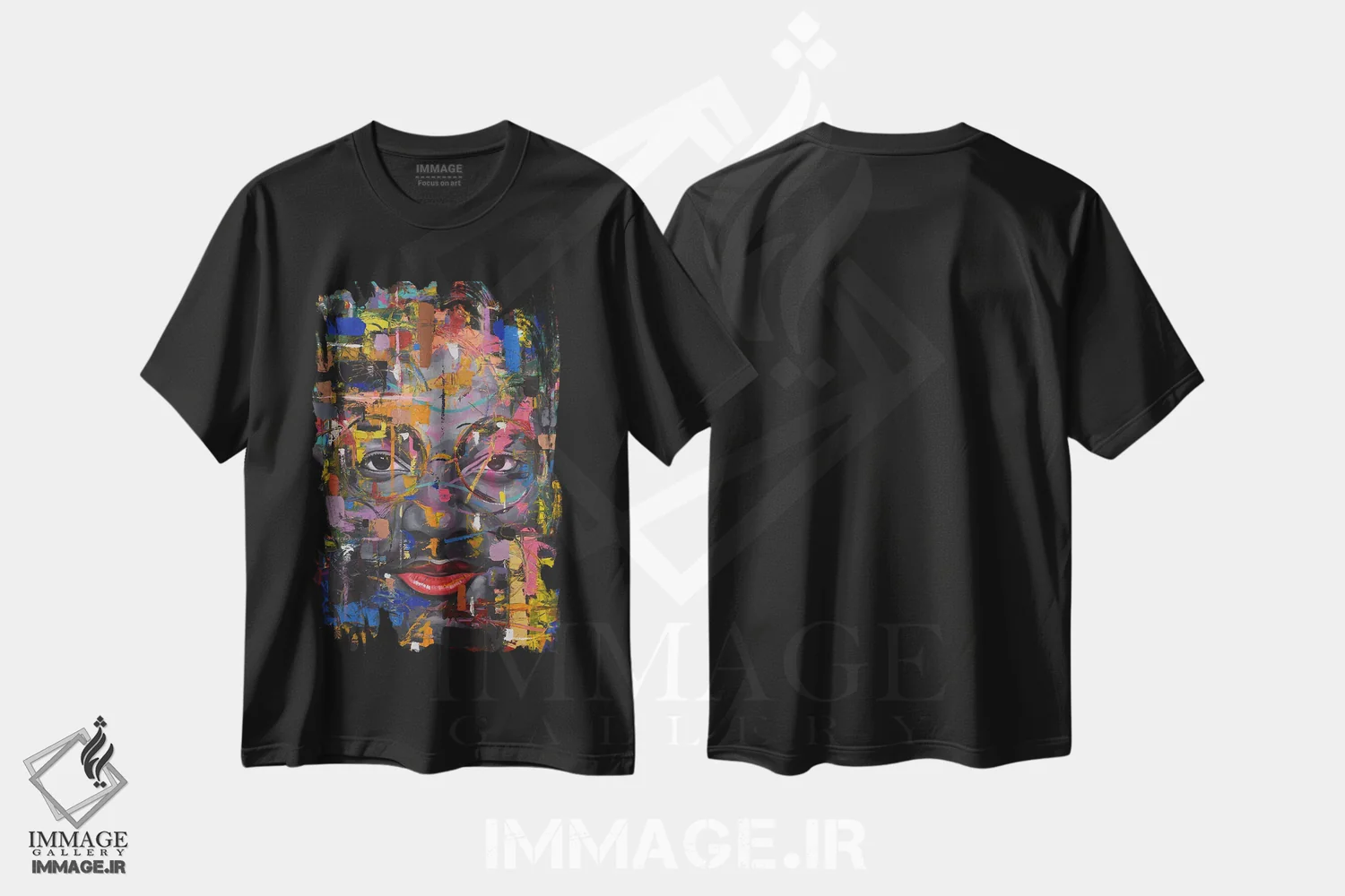 تیشرت مشکی طرح دار نجواهای روح II، دکور معاصر اثر دامولا آیگبایو | فروشگاه ایماژ