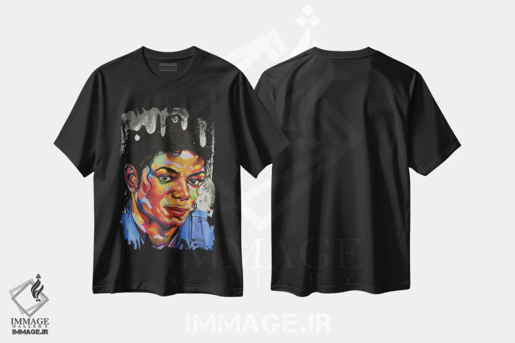تیشرت مشکی طرح دار مایکل جکسون، هنر آمریکایی آفریقایی تبار اثر دامولا آیگبایو | فروشگاه ایماژ