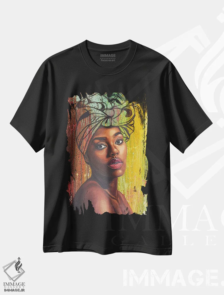 تیشرت مشکی طرح دار حال و هوای من XV، هنر آمریکایی آفریقایی تبار اثر دامولا آیگبایو | فروشگاه ایماژ