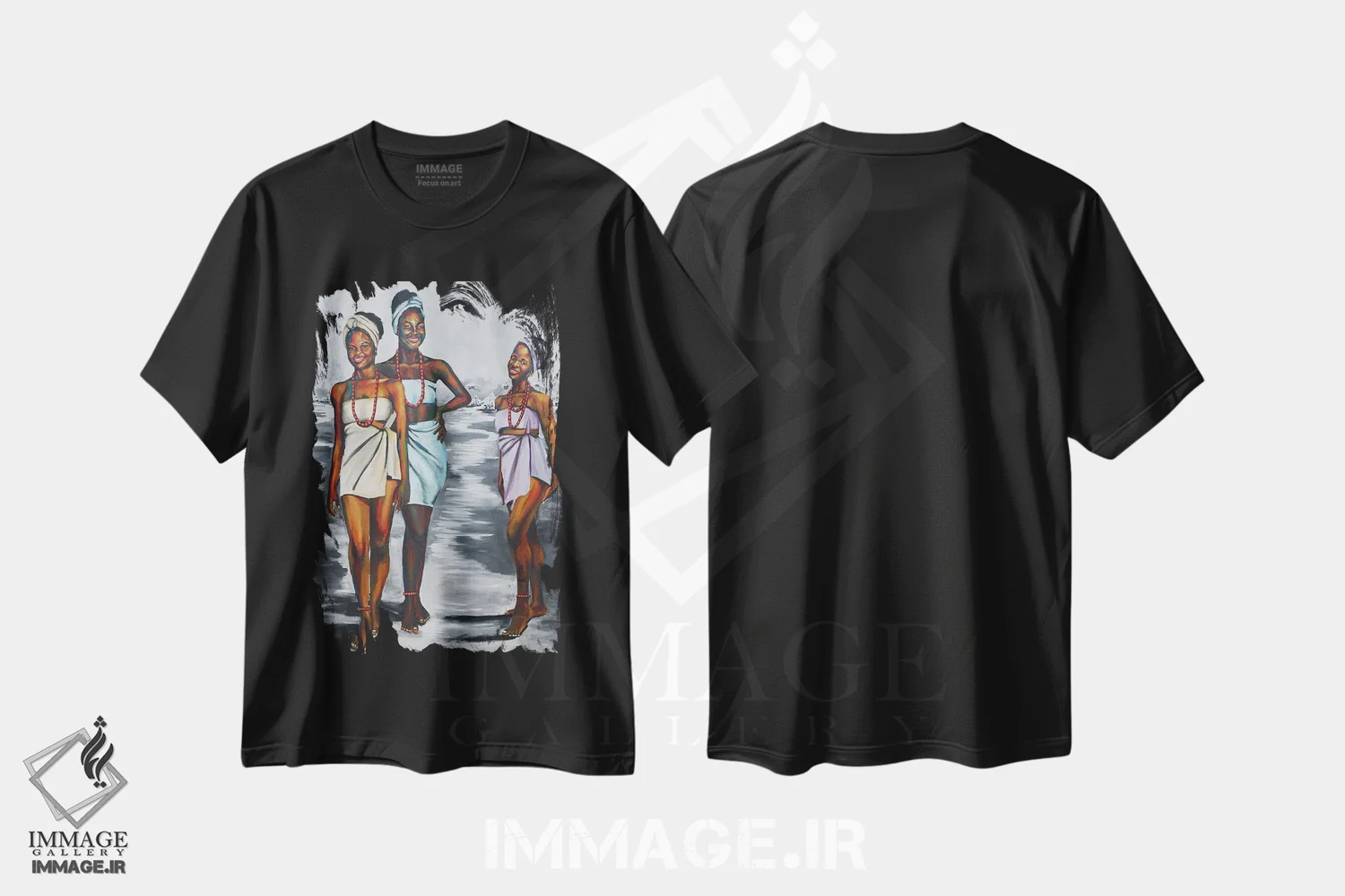 تیشرت مشکی طرح دار درون دیگ سیاه III، هنر آمریکایی آفریقایی تبار اثر دامولا آیگبایو | فروشگاه ایماژ