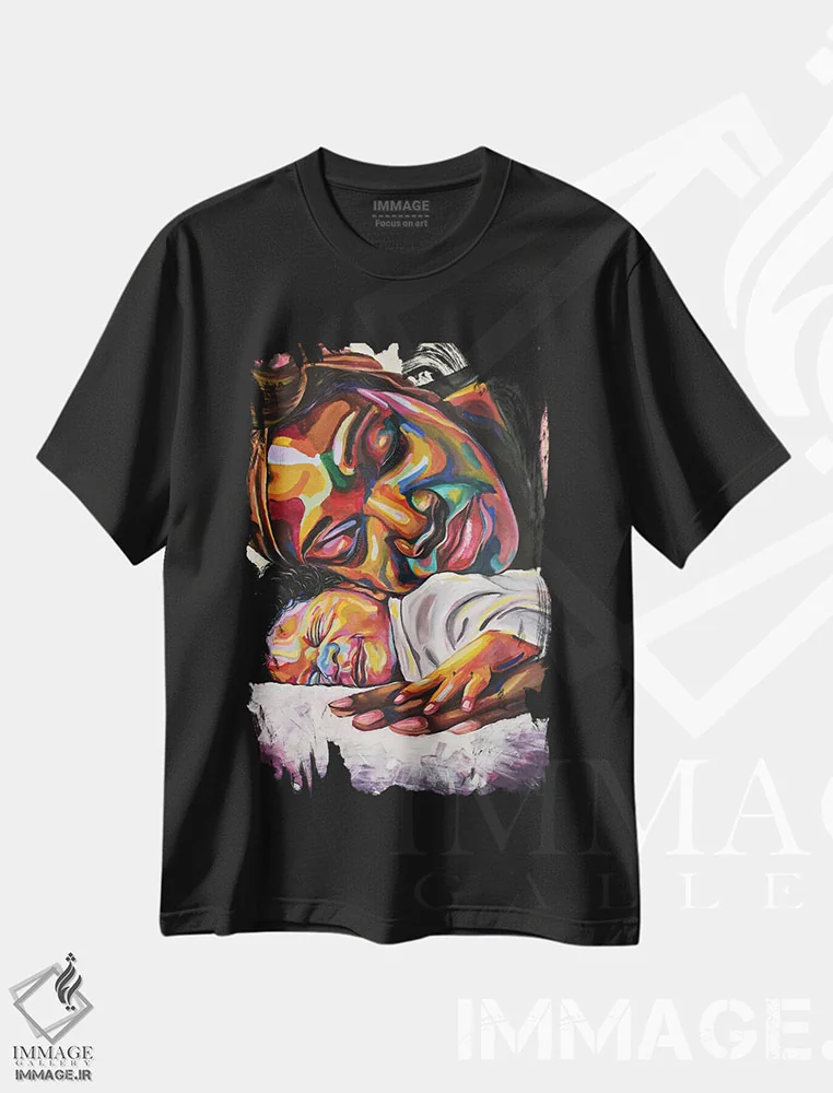 تیشرت مشکی طرح دار پیوند مادری، هنر آمریکایی آفریقایی تبار اثر دامولا آیگبایو | فروشگاه ایماژ