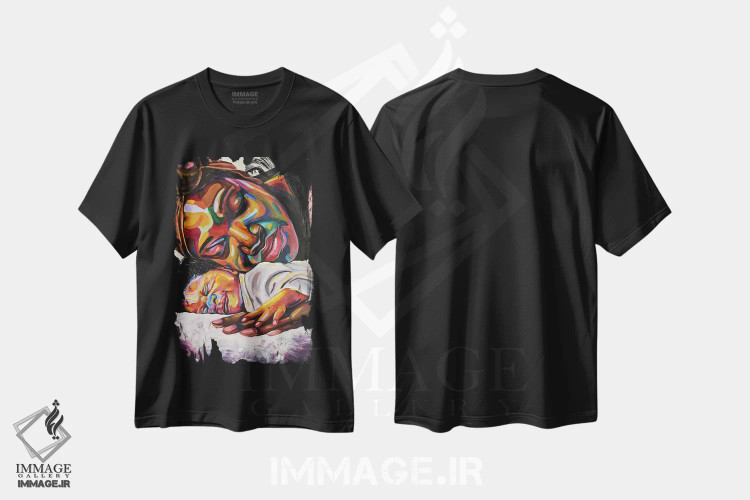 تیشرت مشکی طرح دار پیوند مادری، هنر آمریکایی آفریقایی تبار اثر دامولا آیگبایو | فروشگاه ایماژ