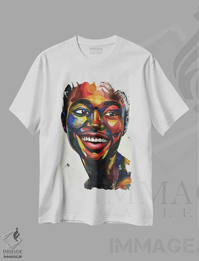 تیشرت سفید طرح دار جشن گرفتن زندگی III، هنر آمریکایی آفریقایی تبار اثر دامولا آیگبایو | immage.ir