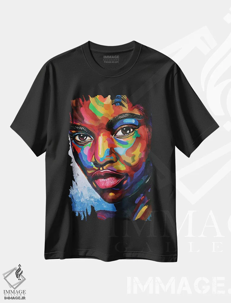 تیشرت مشکی طرح دار حالت ذهنی، هنر آمریکایی آفریقایی تبار اثر دامولا آیگبایو | فروشگاه ایماژ