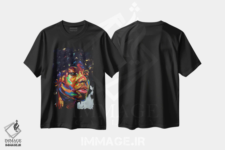 تیشرت مشکی طرح دار آزاد اما گرسنه III، هنر آمریکایی آفریقایی تبار اثر دامولا آیگبایو | immage.ir
