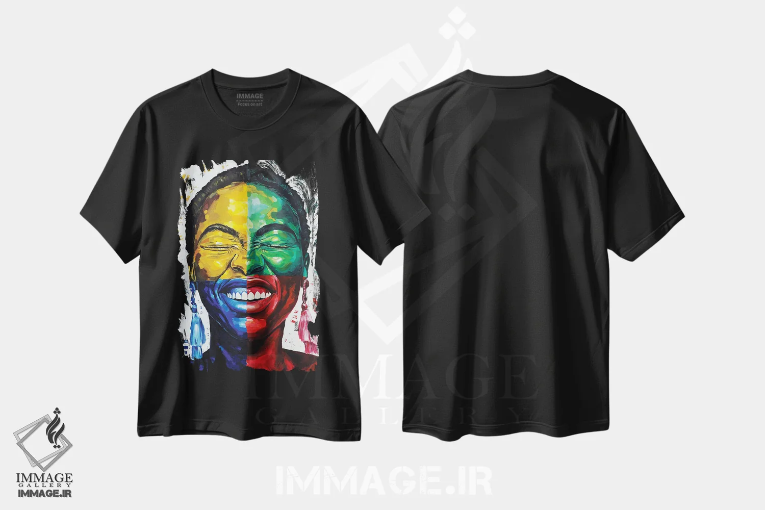 تیشرت مشکی طرح دار جشن گرفتن زندگی IV، هنر آمریکایی آفریقایی تبار اثر دامولا آیگبایو | immage.ir